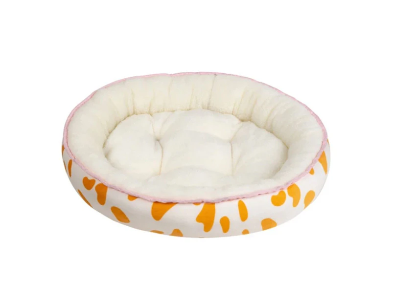 Warm Dog Bed, Reversible Autumn/Winter Oval Pet Bed, Size: XL, Yellow/White