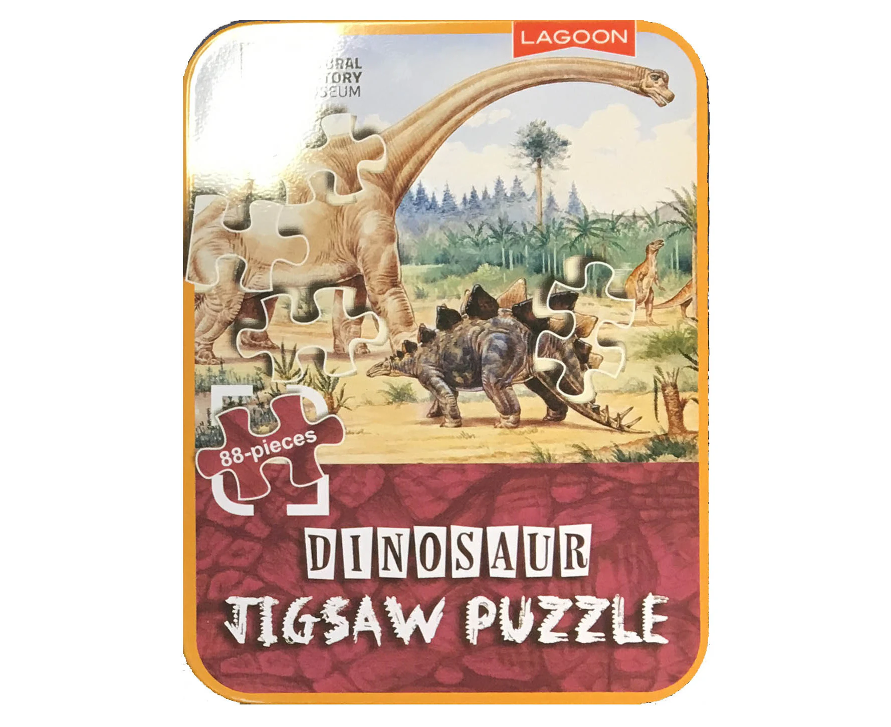 DINOSAUR JIGSAW PUZZLE - National History Museum Fun Kids Game - Orange Tin