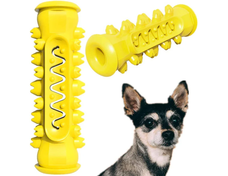 Dog Chew Toys Puppy Teething Toys for Small Medium Dog Dental Care Toothbrush for Small Breeds Indestructible Dog Teeth Cleaning Toys -bright yellow