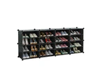 Black DIY Cube Shoe Rack Storage Organiser - 4 Column 4 Row - Clear Door