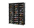 Black DIY Cube Shoe Rack Storage Organiser - 3 Column 10 Row - Clear Door