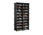 Black DIY Cube Shoe Rack Storage Organiser - 2 Column 10 Row - White Door