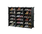 Black DIY Cube Shoe Rack Storage Organiser - 3 Column 6 Row - White Door