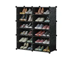 Black DIY Cube Shoe Rack Storage Organiser - 2 Column 6 Row - White Door