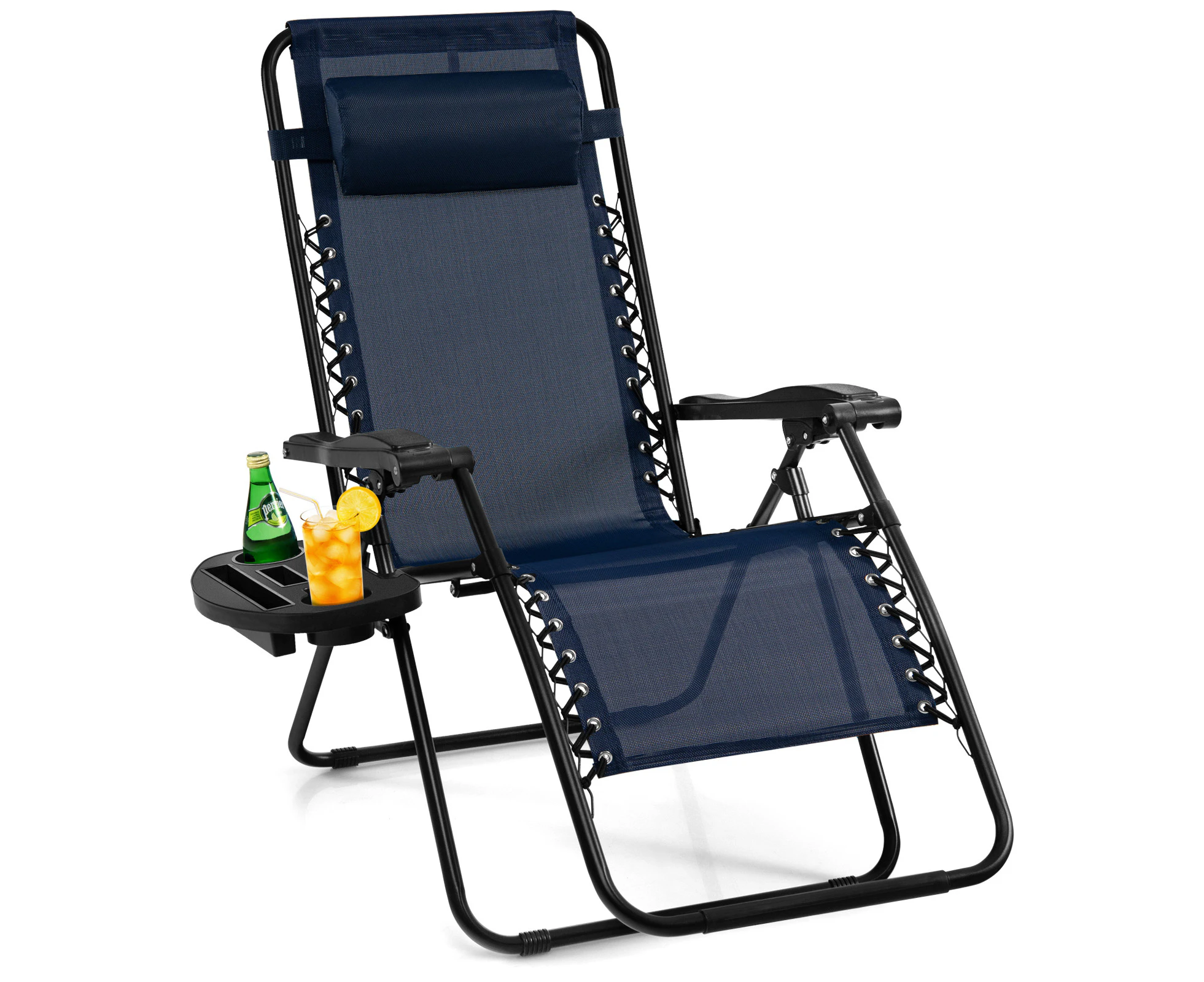 Costway Folding Zero Gravity Chair Patio Sun Lounge Recliner Adjustable Reclining Outdoor Furniture Camping Poolside w/Utility Tray