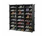 Black DIY Cube Shoe Rack Storage Organiser - 3 Column 8 Row - Clear Door