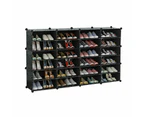 Black DIY Cube Shoe Rack Storage Organiser - 4 Column 6 Row - Clear Door