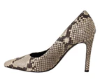 Sofia Gray Snake Skin Leather Stiletto High Heels Pumps Shoes