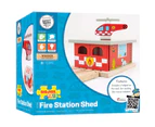 Bigjigs Rail Wooden Firestation Shed Fire Emergency Playset Railway Accessories