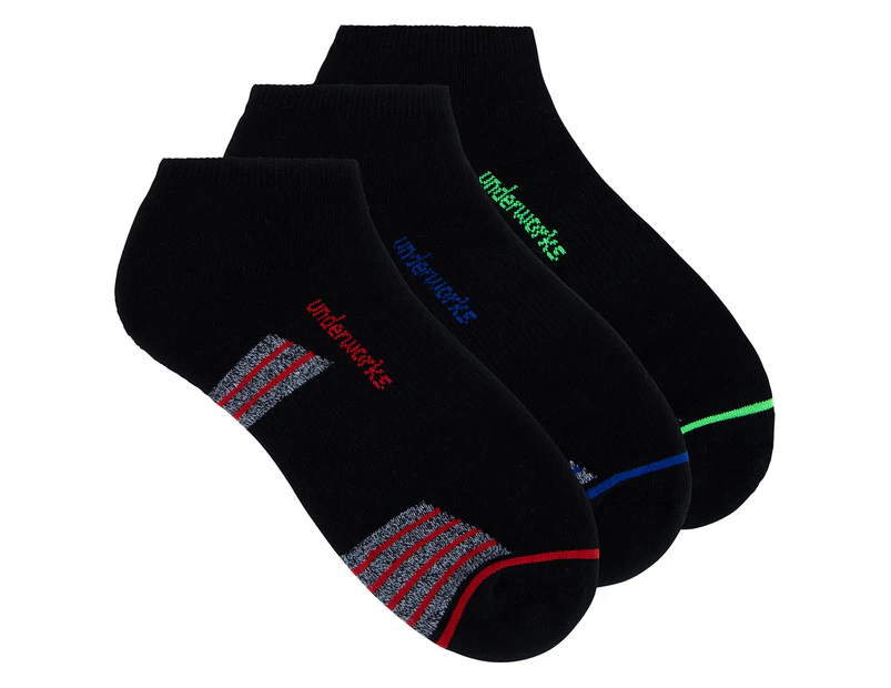 Underworks Men's Sports Low Cut Socks 3-Pack - Black/Multi