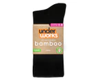 Underworks Women's Bamboo Sports Casual Crew Socks 3-Pack - Black