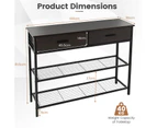 Giantex 3-tier Industrial Console Table Entryway Table w/ 2 Drawers & 2-Tier Shelves Sofa Side Table Metal Frame Living Room, Dark Brown