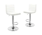 ALFORDSON Set of 2 Ruel Kitchen Leather Bar Stools (White)