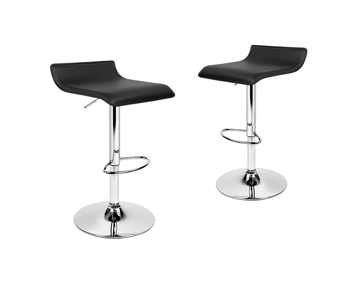 ALFORDSON Set of 2 Saxton Kitchen Leather Bar Stools (Black)