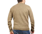 100% SHETLAND WOOL CREW Round Neck Knit JUMPER Pullover Mens Sweater Knitted - Nutmeg (23)