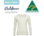 Thermo Fleece Childrens Long Sleeve Tee Top Thermals Merino Wool Blend - Natural