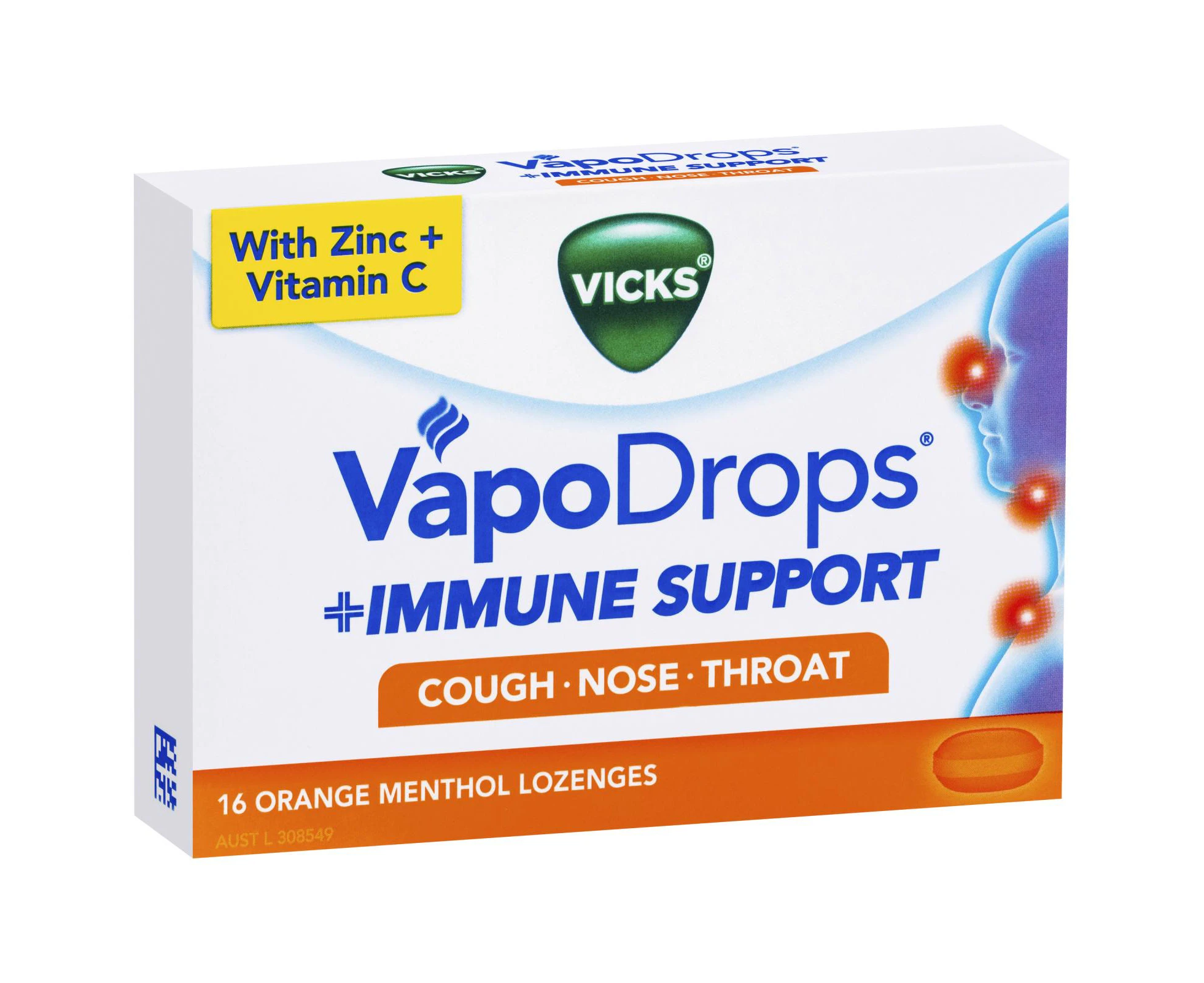 Vicks VapoDrops Immune Support Orange 16pk