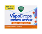 Vicks VapoDrops + Immune Support Orange Menthol Lozenges 16
