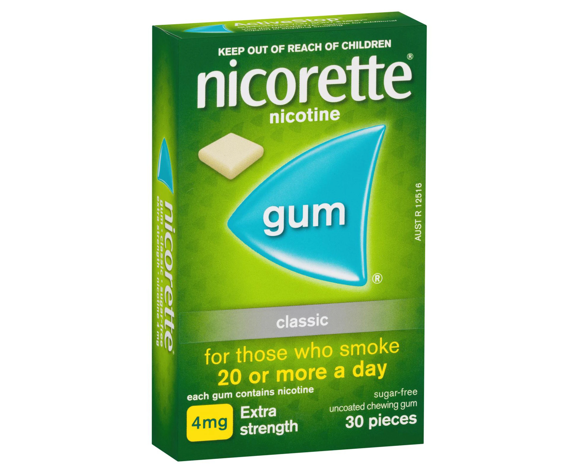 Nicorette Quit Smoking Extra Strength Nicotine Gum Classic 30 Pack