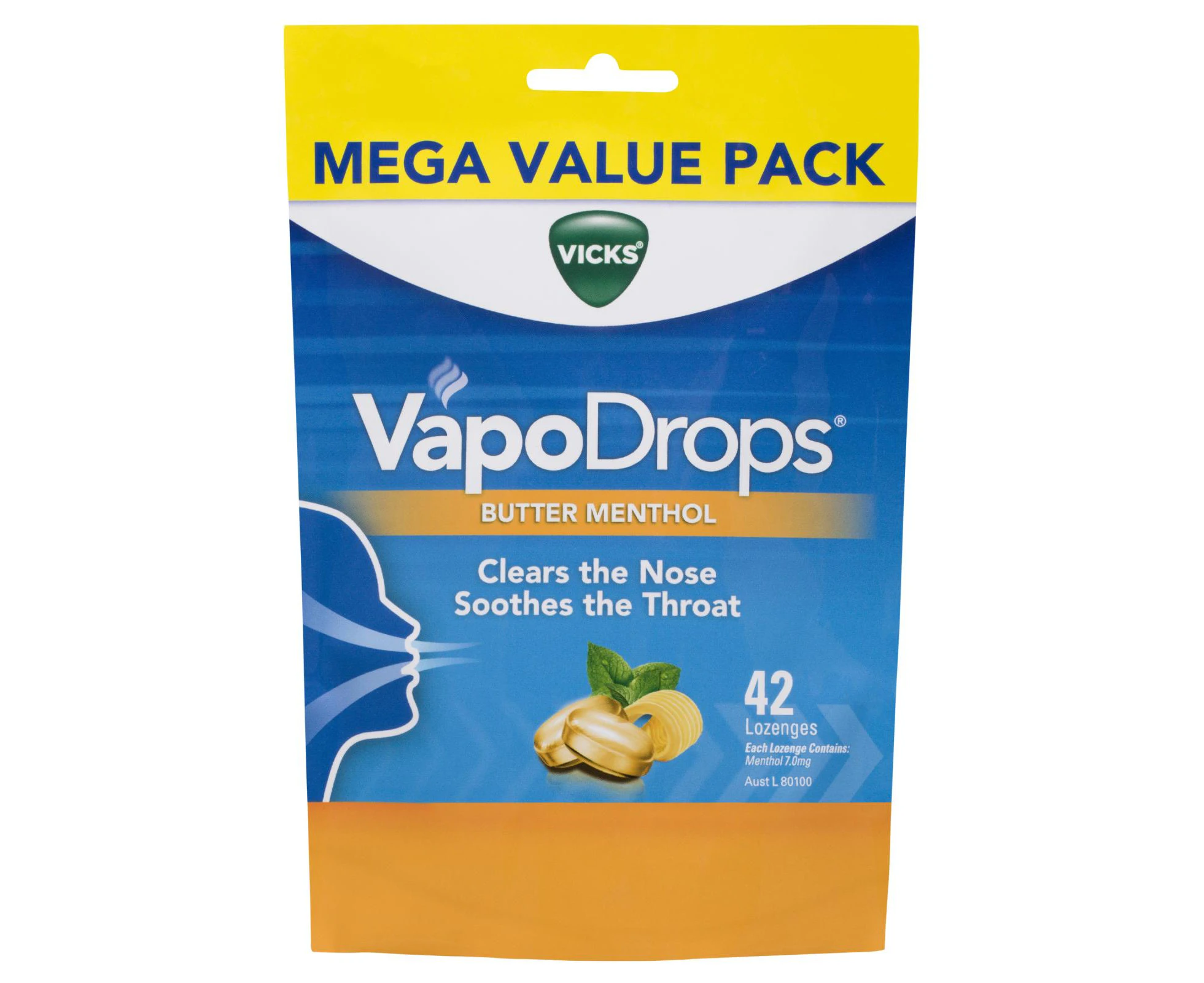 Vicks VapoDrops Butter Menthol 42 Lozenges