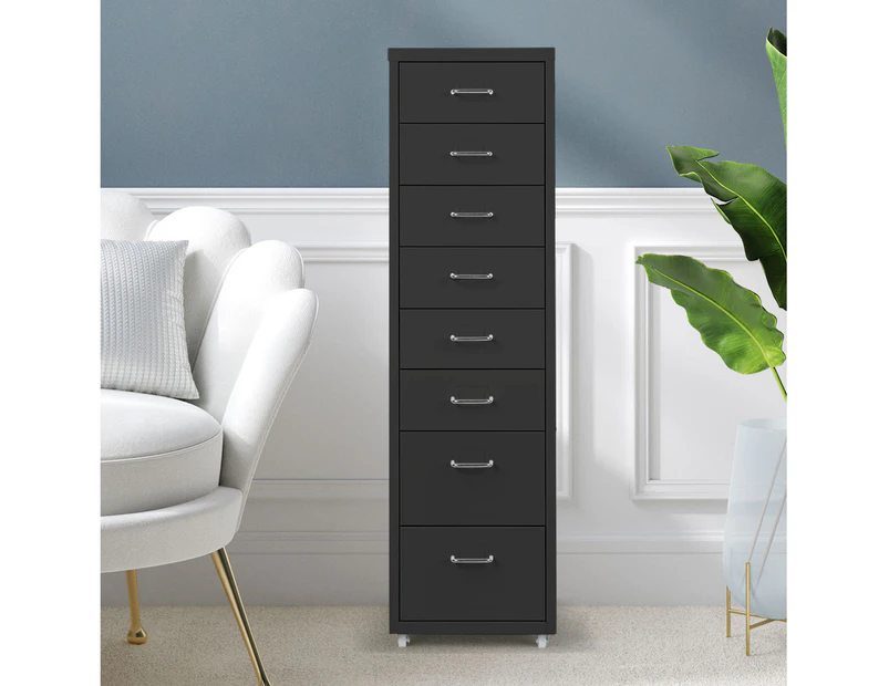 Levede 8 Drawer Office Cabinet Drawers Storage Cabinets Steel Rack Home Black