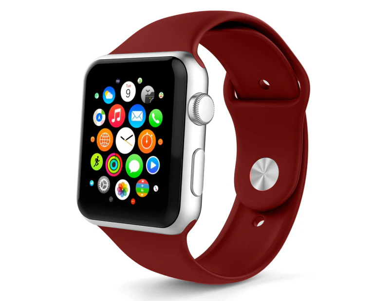 Marge Plus Sport Band Watch Band Soft Silicone Sport Strap For iWatch Series SE/6/5/4/3/2/1 For Women Men-Wine Red