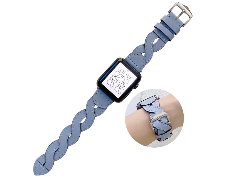 Marge Plus Twist Leather Strap for Apple Watch Series SE/7/6/5/4/3/2/1-Blue