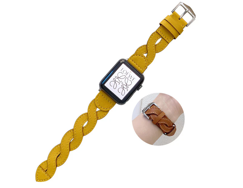 Marge Plus Twist Leather Strap for Apple Watch Series SE/7/6/5/4/3/2/1-Yellow