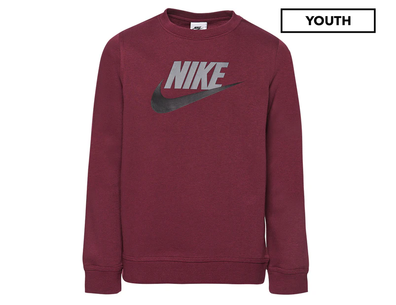 Nike Sportswear Youth Boys' Club Crewneck Jumper - Dark Beetroot/Grey/Black