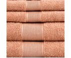 500gsm 100% Cotton Towel Set -single Ply Carded 6 Pieces -dusty Coral