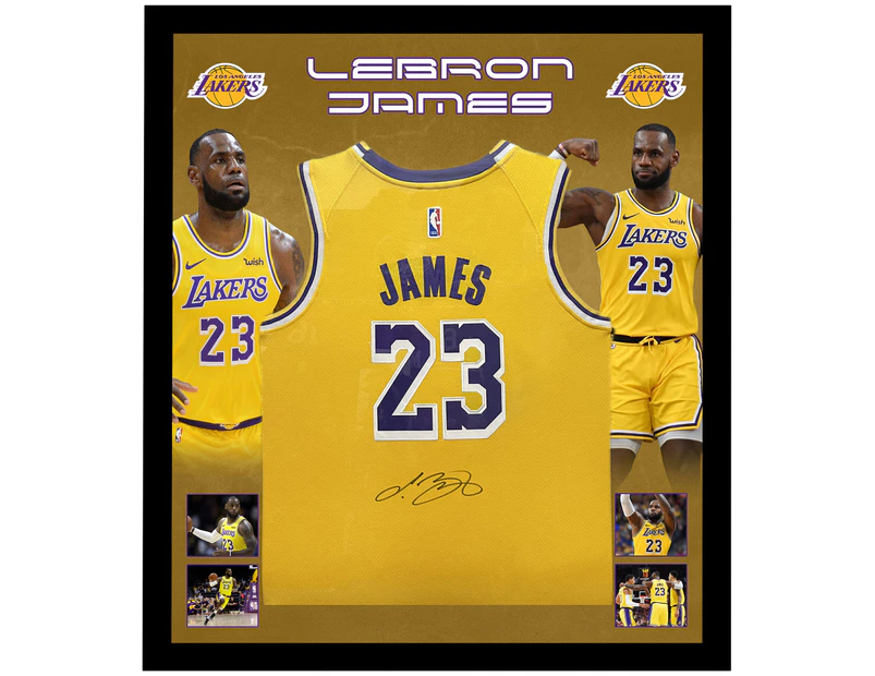 LeBron James Los Angeles Lakers Framed Autographed Gold Nike