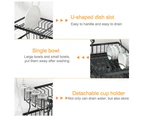 Viviendo 2 Tier Dish Drainer Drying Rack in Carbon Steel with Kitchen Counter Cup and Cutlery Holder - White