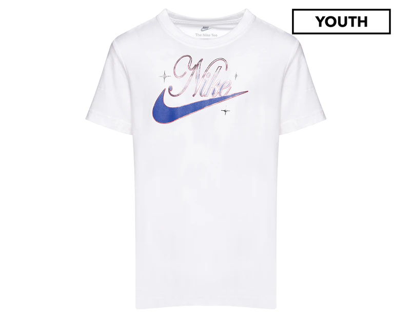 Nike Sportswear Youth Girls' Script Boyfriend Tee / T-Shirt / Tshirt - White