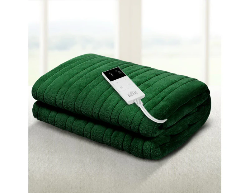 Giselle Electric Throw Rug Heated Blanket Fleece Green