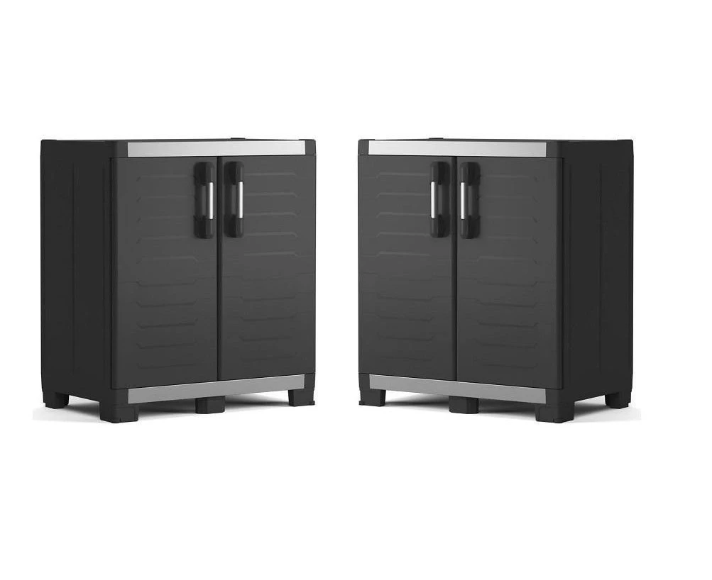 2 x Keter XL Garage Base Storage Cabinets