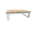 Outdoor Balmoral Outdoor Teak Top Aluminium Coffee Table With Fold Out Sides - Outdoor Aluminium Tables - Charcoal Aluminium