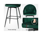 Set Of 2 Bar Stools Kitchen Stool Dining Chairs Velvet Chair Barstool Green Mesial
