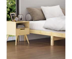 Oikiture Bed Frame King Size Wooden Platform Bed Base Wood Natural Pinewood