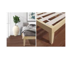 Oikiture Bed Frame King Size Wooden Platform Bed Base Wood Natural Pinewood