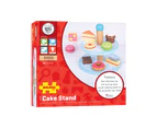 Bigjigs Toys Wooden Cake Stand with 9 Cakes Pretend Roleplay Food Kitchen