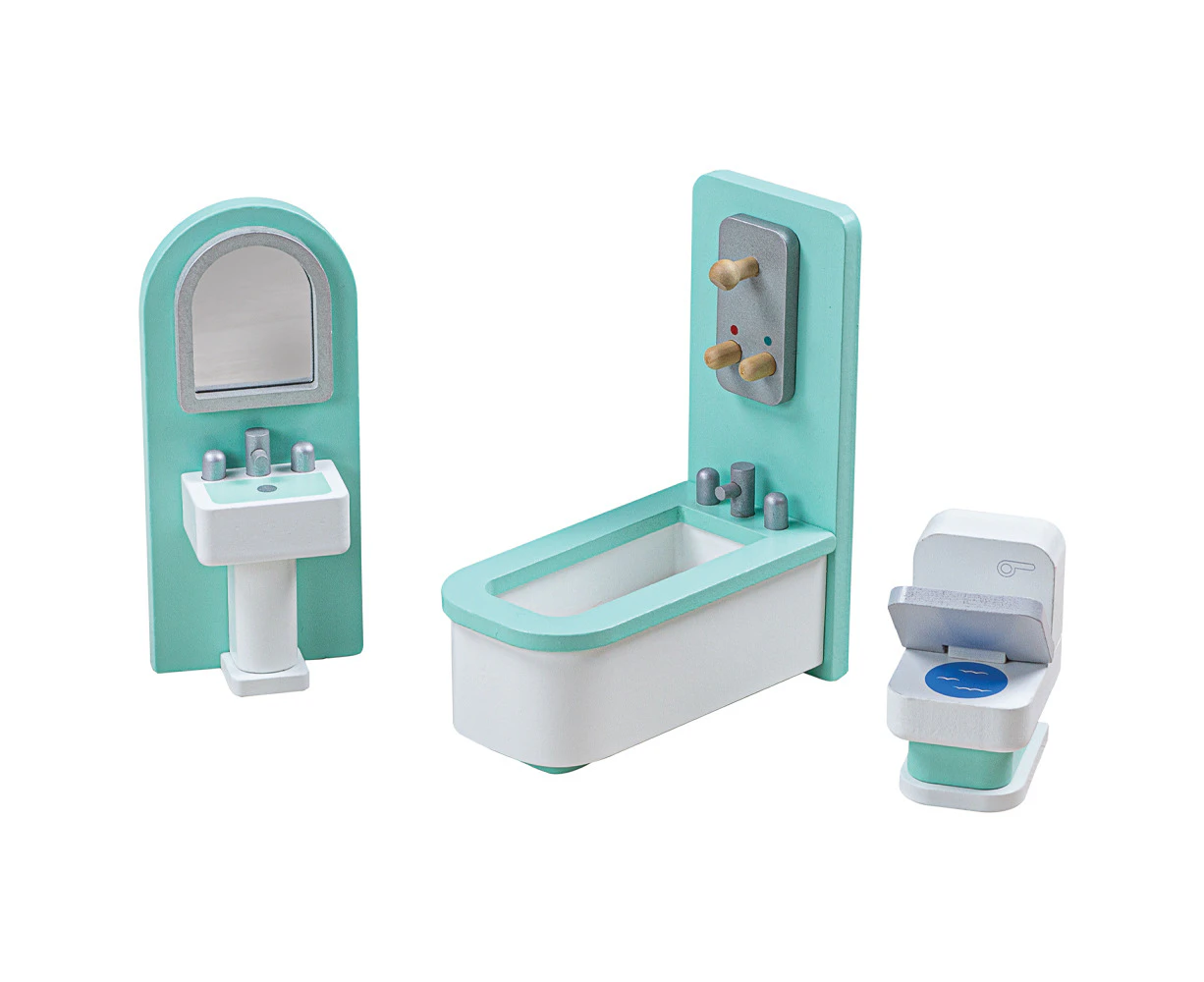 Tidlo Wooden Dollhouse Bathroom Furniture 1:12 Kids/Toddler Fun Play Toy Set 3+