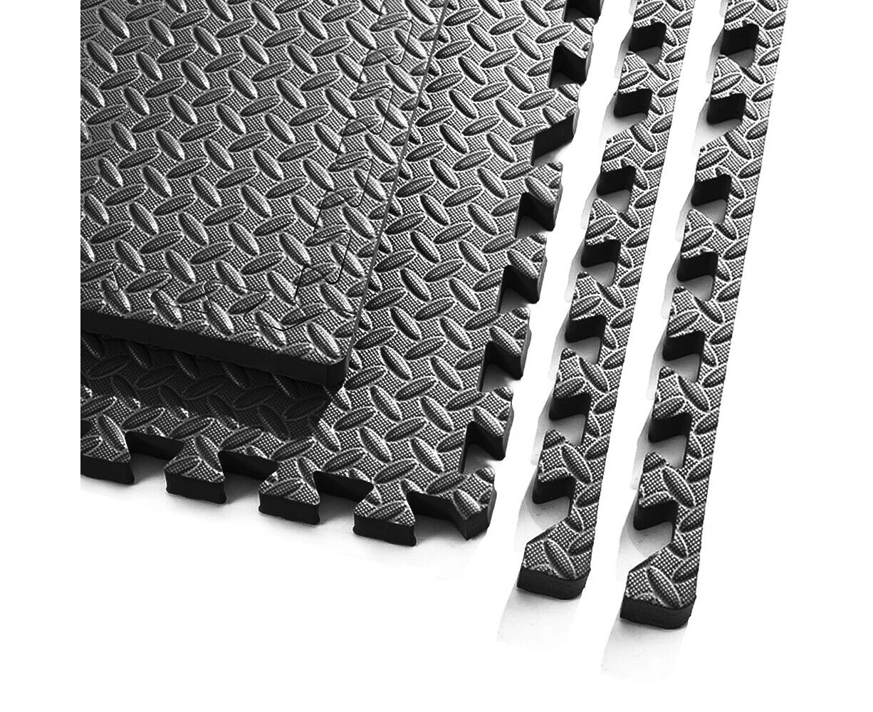 EVA Foam Mat Floor Mats Interlocking Heavy Duty Puzzle Baby Kids Playmat Black 4PCS