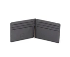 RFID Genuine Cowhide Soft Leather Men's Money Clip Wallet Black - Black