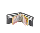 RFID Genuine Cowhide Soft Leather Men's Money Clip Wallet Black - Black