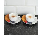 6x White Cappuccino Cups and Saucers Set Coffee Tea Porcelain 200ml Set