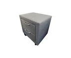 Table 2 Drawers Night Stand Upholstery Fabric Storage In Light Grey Colour