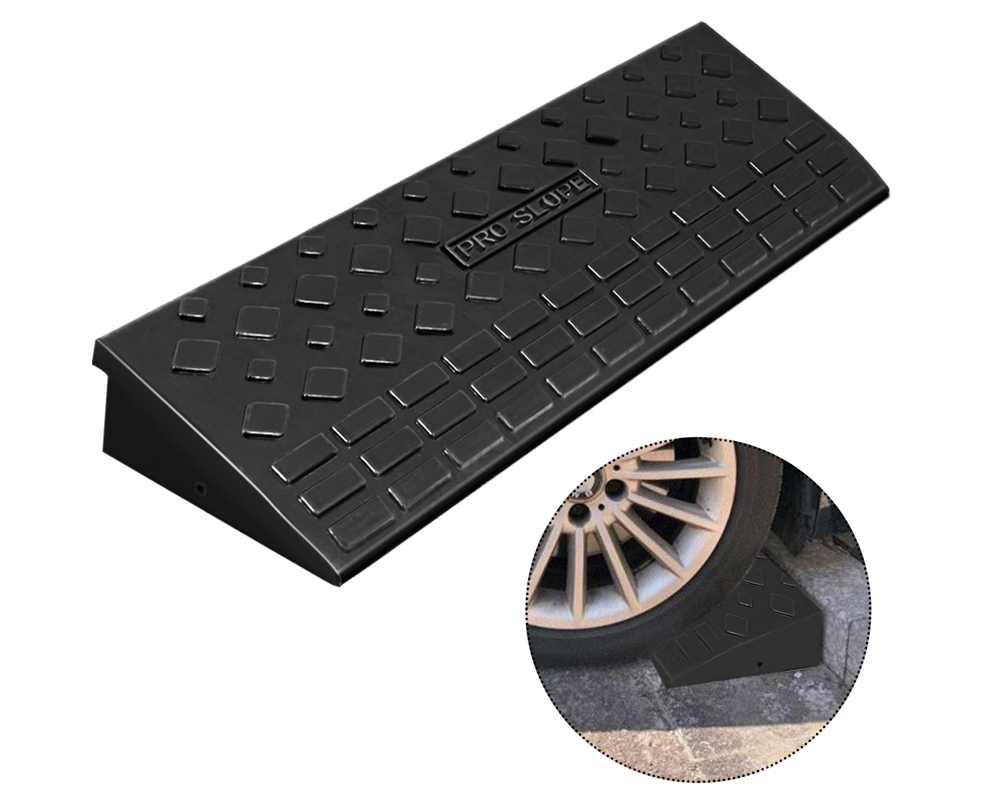 Rubber Curb Ramp 3.7" Height Driveway Threshold Ramp for Transport 11000 lbs/5 T