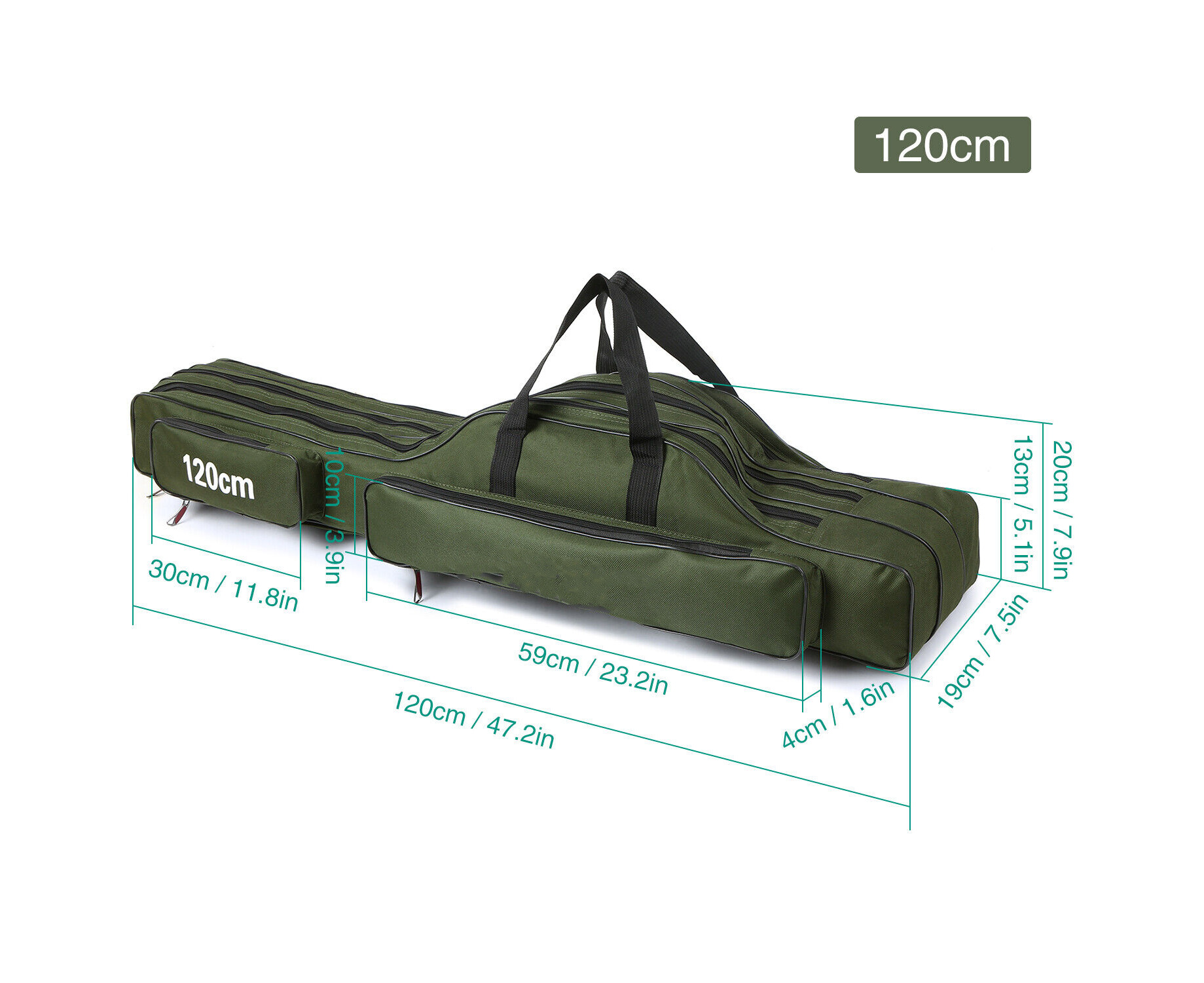 3 Layers Fishing Pole Bag Folding Rod Carry Case Fishing Reel Tackle