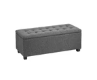 Oikiture Storage Ottoman Blanket Box Faux Linen Chest Toy Foot Stool LARGE Grey