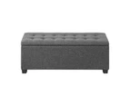 Oikiture Storage Ottoman Blanket Box Faux Linen Chest Toy Foot Stool LARGE Grey